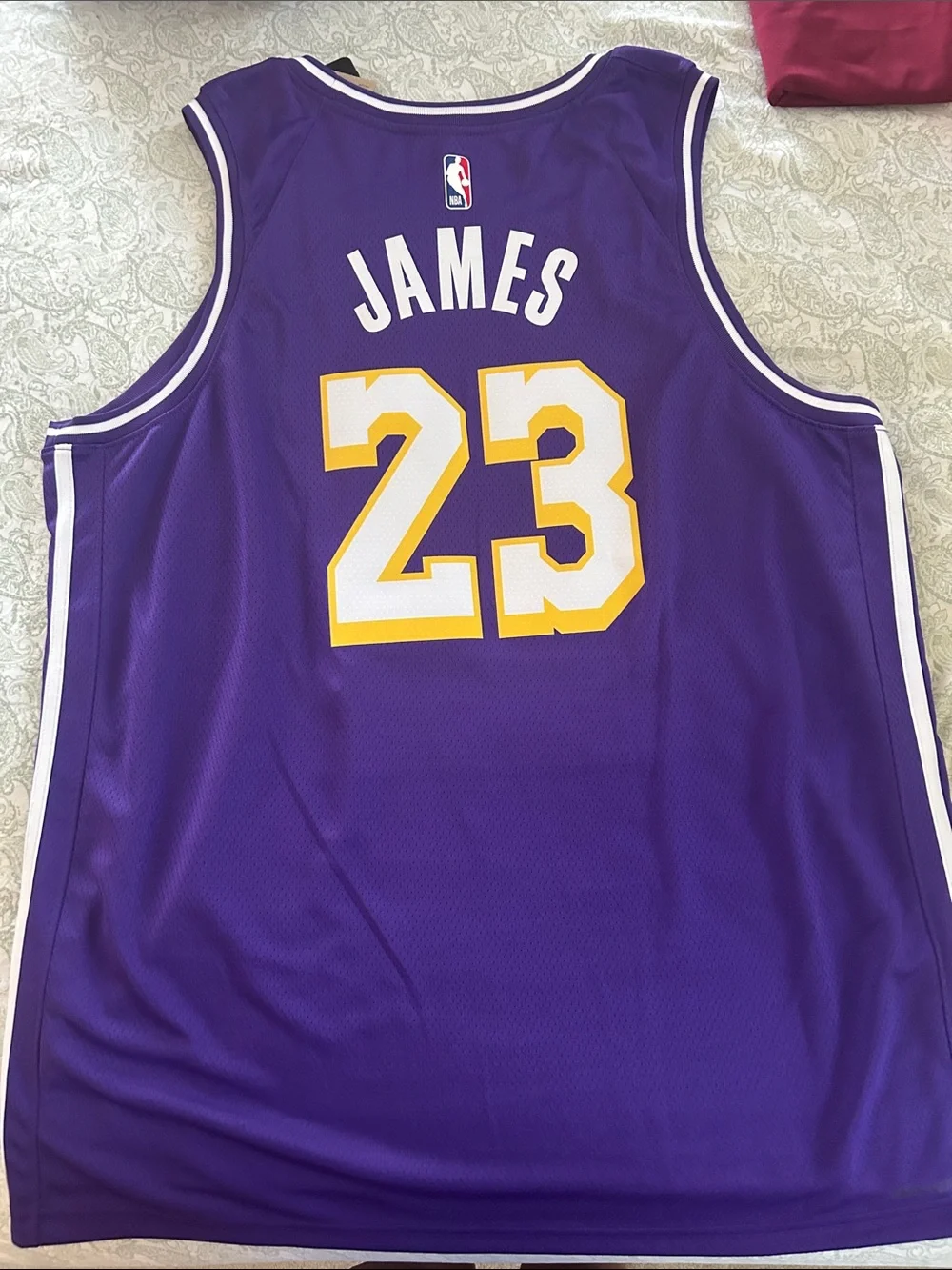 Jordan Los Angeles Lakers Purple and Yellow #23 Basketball Jersey